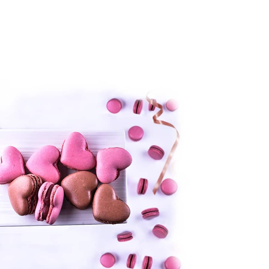 Macarons cœurs framboise et chocolat noir Nuances Gourmandes